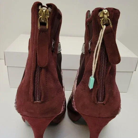 ROBERTO CAVALLI Python, Suede and Mesh Ankle Boots - Picture 7 of 14